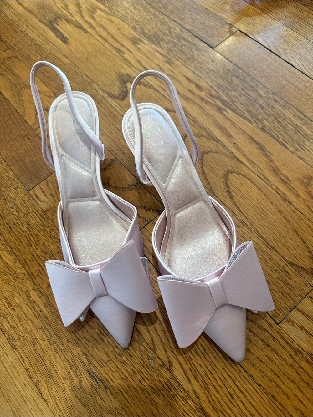 Women's Pink Bow Slingback Pointed-Toe Heels